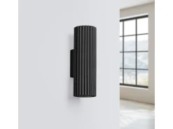 Lámpara De Pared Karbon Minimalista De Aluminio - 2 Fuentes Luminosas - L.6,5 X A.20 Cm - Negro