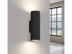 Lámpara De Pared Karbon Minimalista De Aluminio - 2 Fuentes Luminosas - L.6,5 X A.20 Cm - Negro