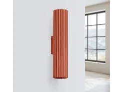 Lámpara De Pared Karbon Minimalista De Aluminio - 2 Fuentes Luminosas - L.6,5 X A.30 Cm - Ocre Rojo