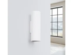 Lámpara De Pared Karbon Minimalista De Aluminio - 2 Fuentes Luminosas - L.6,5 X A.20 Cm - Blanco
