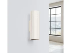 Lámpara De Pared Karbon Minimalista De Aluminio - 2 Fuentes Luminosas - L.6,5 X A.20 Cm - Beige