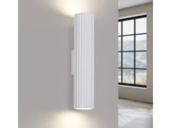 Lámpara De Pared Karbon Minimalista De Aluminio - 2 Fuentes Luminosas - L.6,5 X A.30 Cm - Blanco