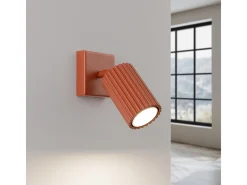 Lámpara De Pared Karbon Minimalista De Aluminio - 1 Fuentes Luminosas - L.8 X A.8 Cm - Ocre Rojo