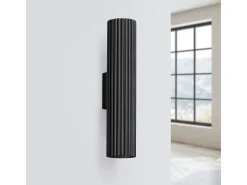 Lámpara De Pared Karbon Minimalista De Aluminio - 2 Fuentes Luminosas - L.6,5 X A.30 Cm - Negro