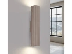Lámpara De Pared Karbon Minimalista De Aluminio - 2 Fuentes Luminosas - L.6,5 X A.30 Cm - Gris Pardo