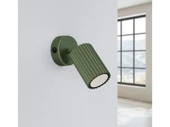 Lámpara De Pared Karbon Minimalista De Aluminio - 1 Fuentes Luminosas - L.8 X A.16 Cm - Verde Oliva