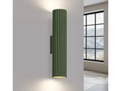Lámpara De Pared Karbon Minimalista De Aluminio - 2 Fuentes Luminosas - L.6,5 X A.30 Cm - Verde Oliva