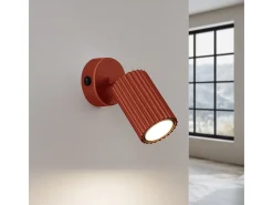 Lámpara De Pared Karbon Minimalista De Aluminio - 1 Fuentes Luminosas - L.8 X A.16 Cm - Ocre Rojo