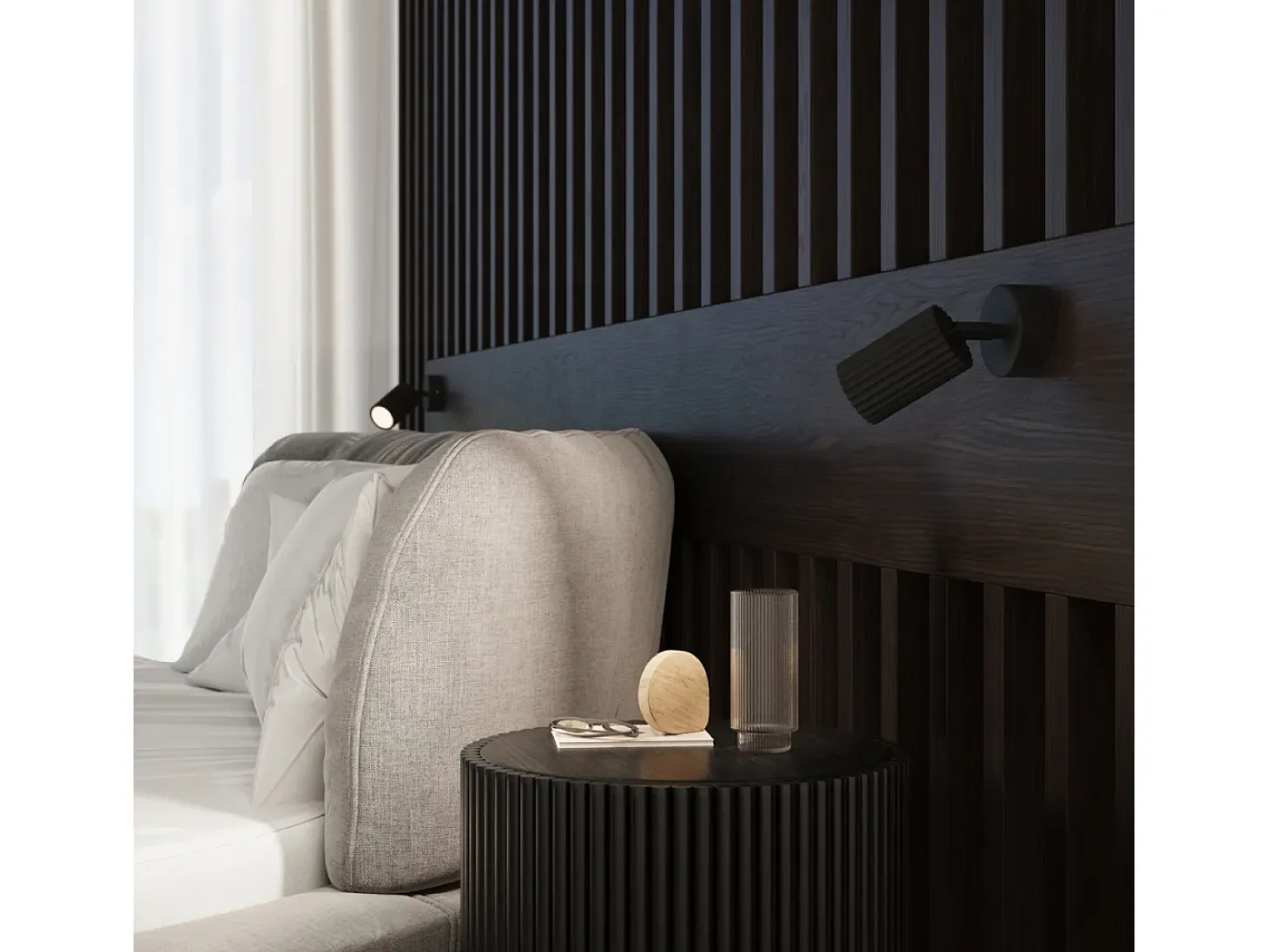 Lámpara De Pared Karbon Minimalista De Aluminio - 1 Fuentes Luminosas - L.8 X A.16 Cm - Negro