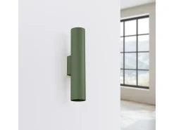 Lámpara De Pared Lagos Desván De Acero - 2 Fuentes Luminosas - L.6 X A.30 Cm - Verde Oliva