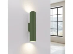 Lámpara De Pared Lagos Desván De Acero - 2 Fuentes Luminosas - L.6 X A.30 Cm - Verde Oliva