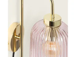 Lámpara de Pared Metal y Cristal Belino Rosa