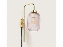 Lámpara de Pared Metal y Cristal Belino Rosa
