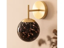 Lámpara de Pared Metal y Cristal Pardo Dorado