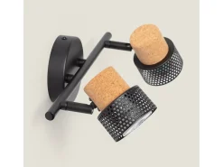 Lámpara de Pared Metal y Corcho Dos Focos Liksy Negro