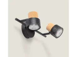 Lámpara de Pared Metal y Corcho Dos Focos Liksy Negro