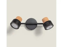 Lámpara de Pared Metal y Corcho Dos Focos Liksy Negro