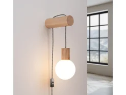 Lámpara De Pared Nimbi Desván De Madera/Vidrio - 1 Fuentes Luminosas - L.6 X A.67 Cm - Madera Natural/Blanco/Negro