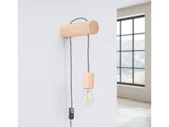 Lámpara De Pared Nimbi Desván De Madera - 1 Fuentes Luminosas - L.6 X A.55 Cm - Madera Natural/Blanco/Negro