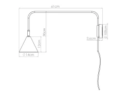 Lámpara De Pared Nox Moderno De Acero - 1 Fuentes Luminosas - L.14 X A.30 Cm - Beige