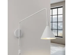 Lámpara De Pared Nox Moderno De Acero - 1 Fuentes Luminosas - L.14 X A.30 Cm - Blanco