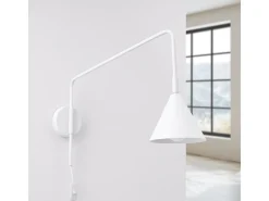 Lámpara De Pared Nox Moderno De Acero - 1 Fuentes Luminosas - L.14 X A.30 Cm - Blanco