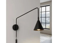 Lámpara De Pared Nox Moderno De Acero - 1 Fuentes Luminosas - L.14 X A.30 Cm - Negro