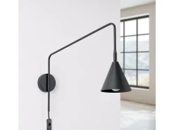 Lámpara De Pared Nox Moderno De Acero - 1 Fuentes Luminosas - L.14 X A.30 Cm - Negro