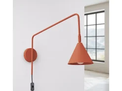 Lámpara De Pared Nox Moderno De Acero - 1 Fuentes Luminosas - L.14 X A.30 Cm - Ocre Rojo