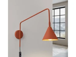 Lámpara De Pared Nox Moderno De Acero - 1 Fuentes Luminosas - L.14 X A.30 Cm - Ocre Rojo