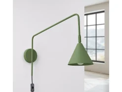 Lámpara De Pared Nox Moderno De Acero - 1 Fuentes Luminosas - L.14 X A.30 Cm - Verde Oliva