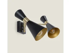 Lámpara de Pared Orientable Metal 2 Focos Jigger Negro