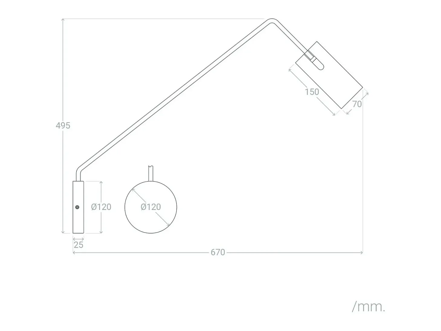 Lámpara de Pared Orientable Metal Magno Negro