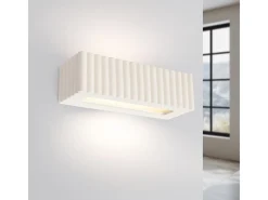 Lámpara de pared Rigata moderno de cerámica - 1 fuentes luminosas - L.34 x A.10 cm - blanco