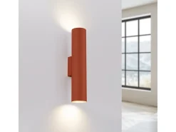 Lámpara de pared Toris desván de acero - 2 fuentes luminosas 4000K - L.6 x A.30 cm - ocre rojo
