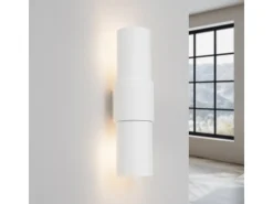 Lámpara de pared Torow minimalista de acero - 2 fuentes luminosas 4000K - L.10 x A.37 cm - blanco
