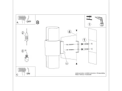 Lámpara de pared Torow minimalista de acero - 2 fuentes luminosas 3000K - L.10 x A.37 cm - blanco