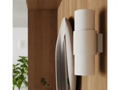 Lámpara de pared Torow minimalista de acero - 2 fuentes luminosas 3000K - L.10 x A.37 cm - blanco