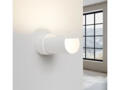 Lámpara de pared Torow minimalista de acero - 1 fuentes luminosas 4000K - L.10 x A.21 cm - blanco