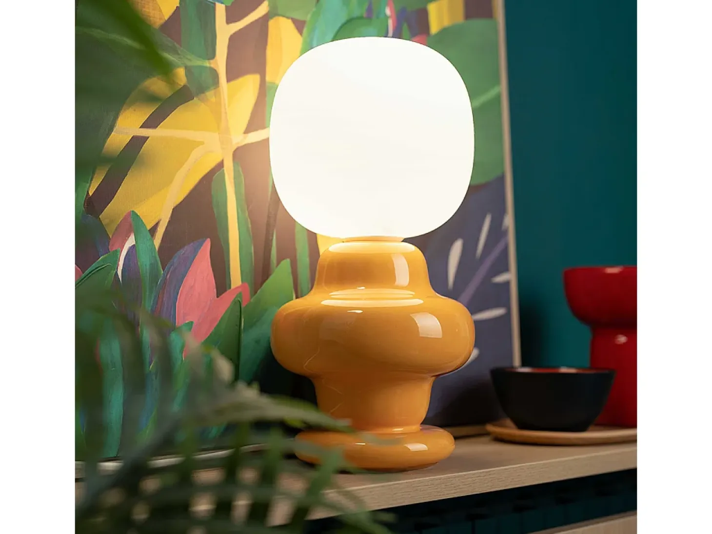 Lámpara de pared vintage de cerámica amarilla con 1 luz E27 Copacabana