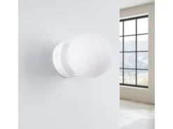 Lámpara De Pared Yoli Moderno De Acero/Vidrio - 1 Fuentes Luminosas - L.12 X A.12 Cm - Blanco