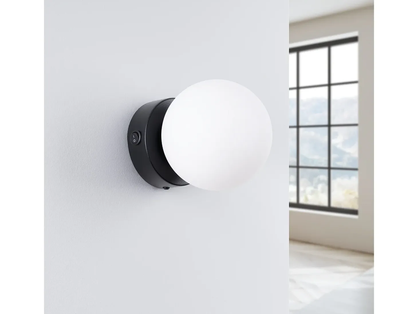 Lámpara De Pared Yoli Moderno De Acero/Vidrio - 1 Fuentes Luminosas - L.12 X A.12 Cm - Negro