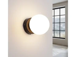 Lámpara De Pared Yoli Moderno De Acero/Vidrio - 1 Fuentes Luminosas - L.12 X A.12 Cm - Negro