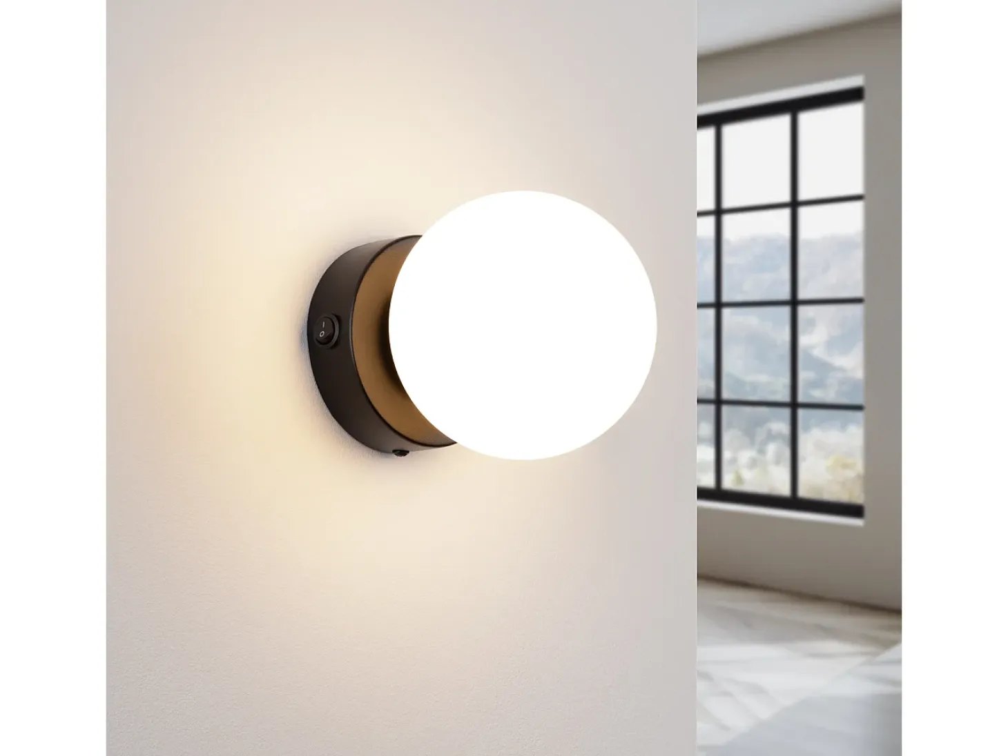 Lámpara De Pared Yoli Moderno De Acero/Vidrio - 1 Fuentes Luminosas - L.12 X A.12 Cm - Negro