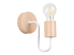 Lámpara de pared Zimbo desván de acero/madera - 1 fuentes luminosas 4000K - L.8 x A.18,5 cm - blanco/madera natural