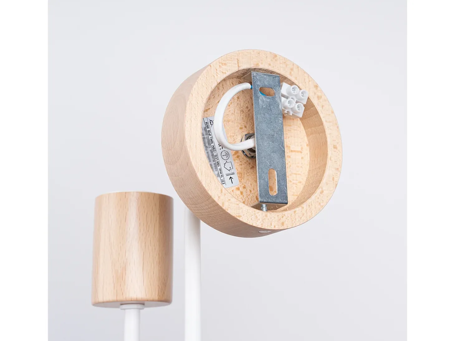 Lámpara de pared Zimbo desván de acero/madera - 1 fuentes luminosas 4000K - L.8 x A.18,5 cm - blanco/madera natural