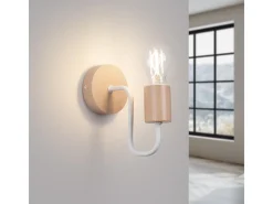Lámpara de pared Zimbo desván de acero/madera - 1 fuentes luminosas 4000K - L.8 x A.18,5 cm - blanco/madera natural