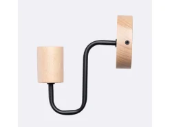 Lámpara de pared Zimbo desván de acero/madera - 1 fuentes luminosas 4000K - L.8 x A.18,5 cm - negro/madera natural