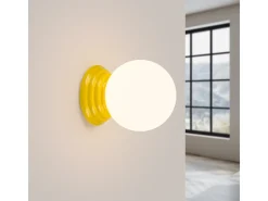 Lámpara de pared Zori minimalista de cerámica/vidrio vidriado - 1 fuentes luminosas - L.12 x A.12 cm - amarillo
