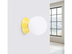 Lámpara de pared Zori minimalista de cerámica/vidrio vidriado - 1 fuentes luminosas - L.12 x A.12 cm - amarillo